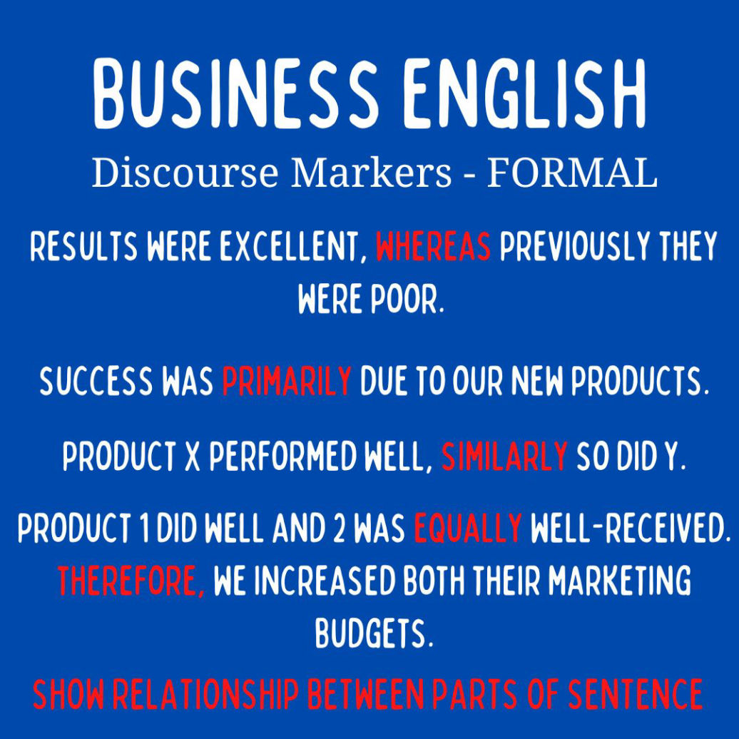 business English - discourse markers - formal