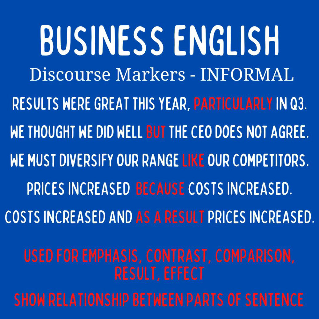 business English - discourse markers - informal